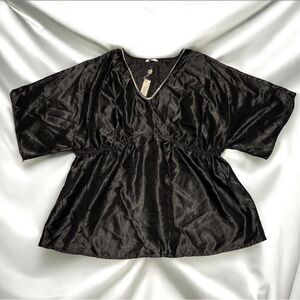 Metro 7 Charcoal Satin Blouse